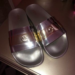 Michael Kors Silver & Gold Slides
